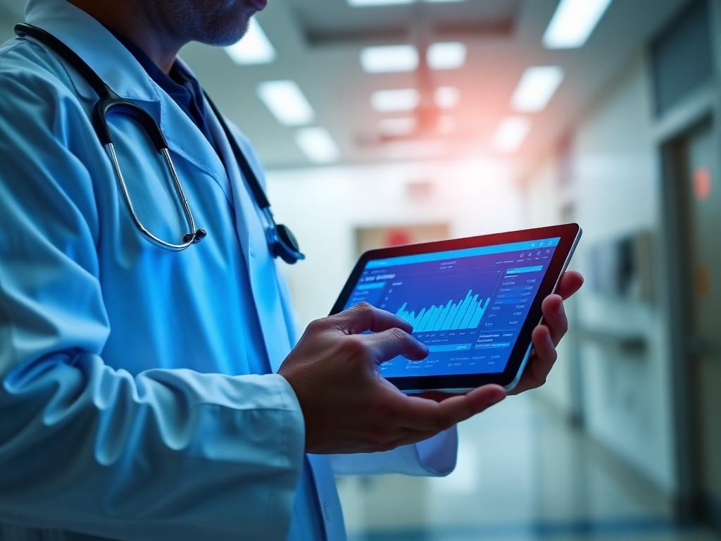 Doctor with digital health dashboard